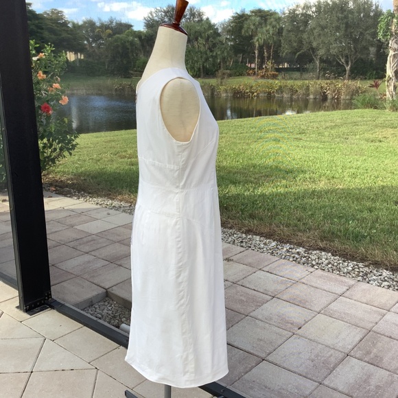 Dolce and Gabbana Off White Sleeveless Sheath Dress EUC Size IT 46 /US 10 - Picture 4 of 14